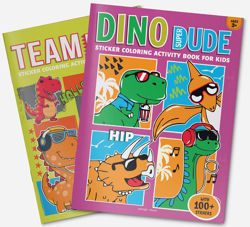 DINO SUPER DUDE STICKER COLORING BOOK FOR KIDS