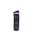 SMILY KIDDOS STRAIGHT WATER BOTTLE WITH FLIP TOP NOZZLE HAPPY STAR THEME BLACK & PINK 680 ML - Odyssey Online Store