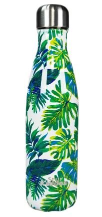 SMILY KIDDOS STAINLESS STEEL WATER BOTTLE 500 ML LEAF THEME WHITE GREEN - Odyssey Online Store