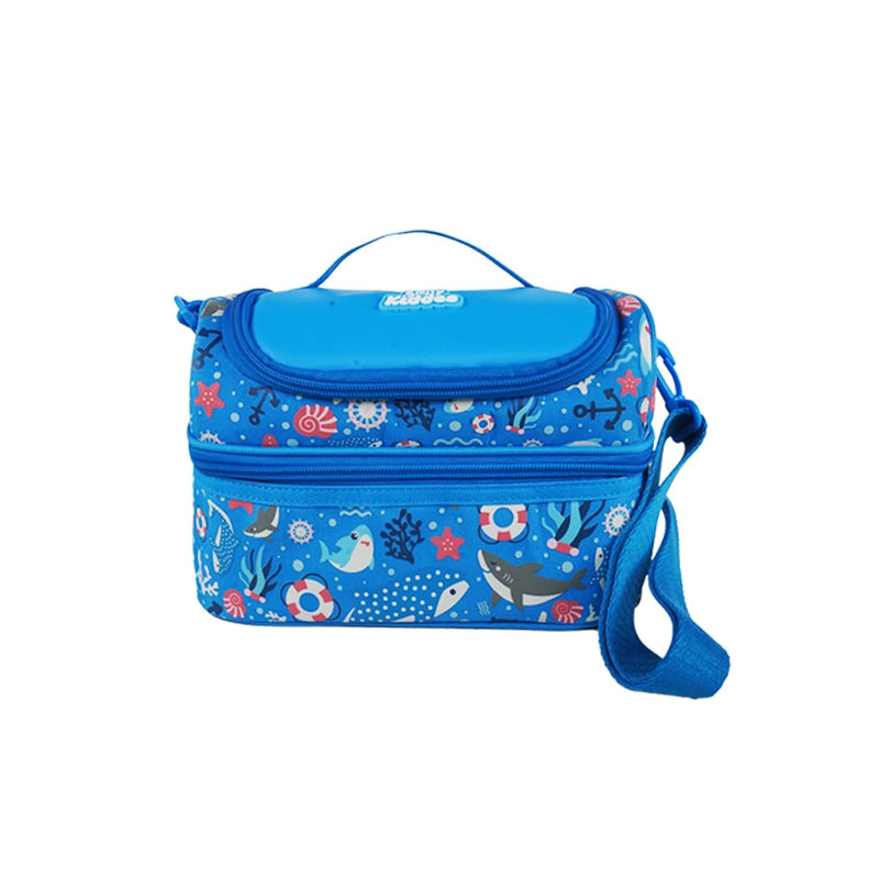 SMILY KIDDOS DOUBLE DECKER LUNCH BAG V3 BABY SHARK THEME BLUE - Odyssey Online Store
