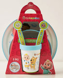 STOR 5 PCS NON SLIP BICOLOR PREMIUM SET (PLATE BOWL TUMBLER 260 ML & CUTLERY) COCOMELON - Odyssey Online Store