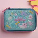 SMILY SPARKLE PENCIL CASE NARWHALE THEME LIGHT BLUE - Odyssey Online Store