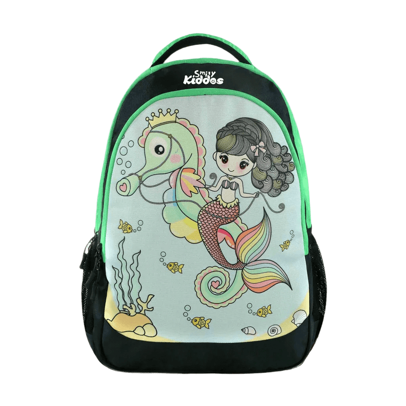 SMILY KIDDOS JUNIOR MERMAID THEME BACKPACK GREEN 17 INCHES - Odyssey Online Store