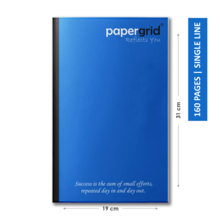 PAPERGRID NOTEBOOK LONG BOOK 31 CM X 19 CM, UNRULED, 160 PAGES, SOFT COVER