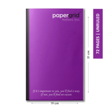PAPERGRID NOTEBOOK LONG BOOK 31 CM X 19 CM, UNRULED, 72 PAGES, SOFT COVER