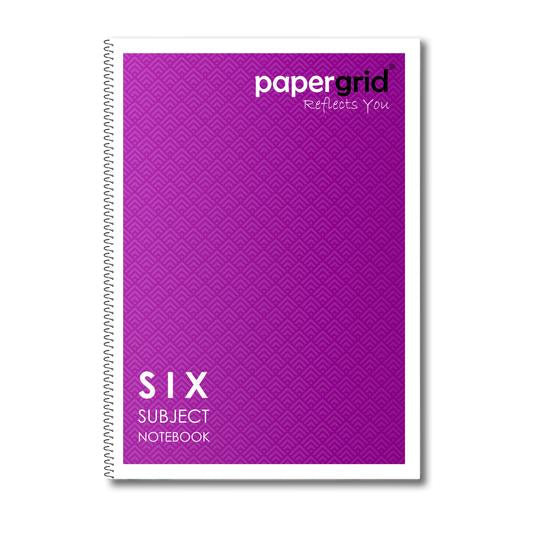 PAPERGRID SPIRAL NOTEBOOK A4 29.7 CM X 21 CM, SINGLE LINE, 6 SUBJECTS, 300 PAGES