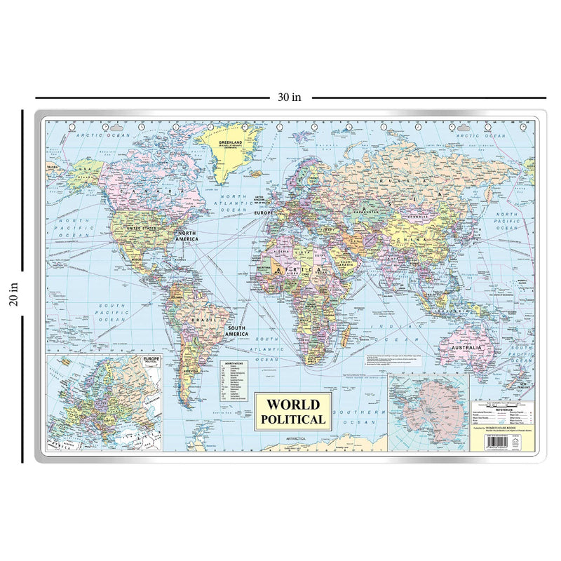 WORLD POLITICAL MAP:MAP FOR STUDENTS (30 INCHES X 20 INCHES)