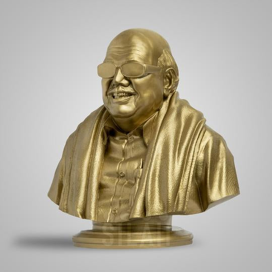 KALAIGNAR BUST SCULPTURE - GOLD - HEIGHT - 8 INCH