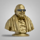 KALAIGNAR BUST SCULPTURE - GOLD WITH BLACK GLASS - HEIGHT - 8 INCH