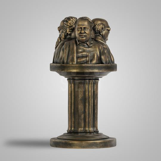 THE DRAVIDIAN ICONS - THREE FACE SCULPTURE - BRONZE - HEIGHT - 8 INCH