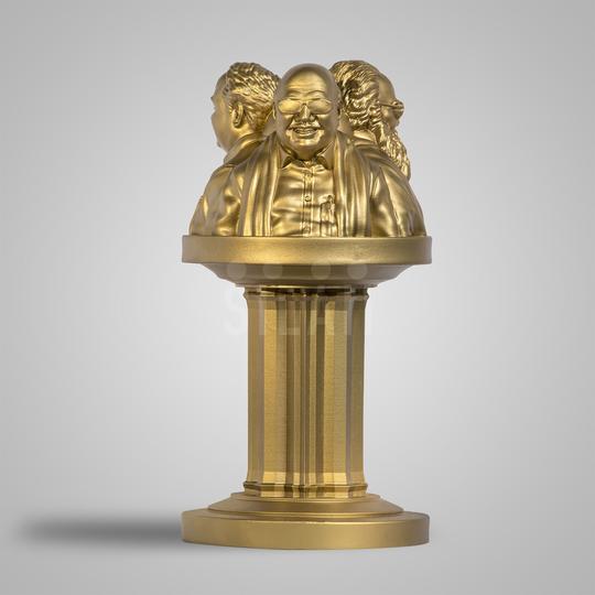 THE DRAVIDIAN ICONS - THREE FACE SCULPTURE - GOLD - HEIGHT - 8 INCH