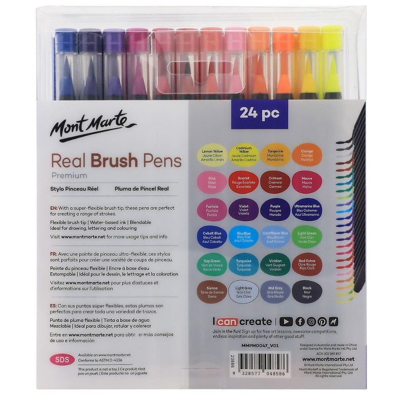 Mont Marte Premium Pen Set - Real Brush Pens 24pc - Odyssey Online Store