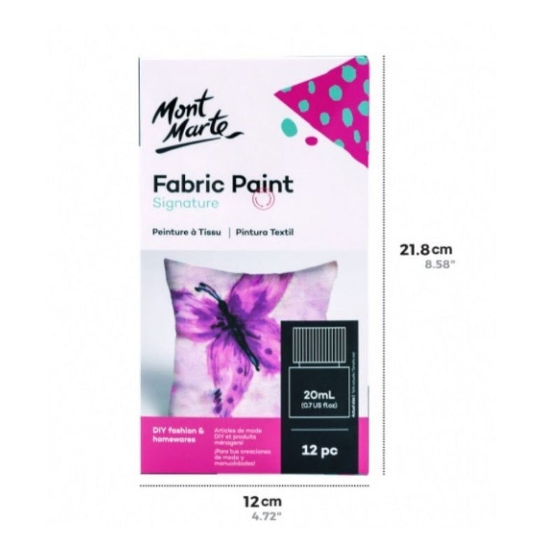 Mont Marte Signature Fabric Paint Set - 12pc x 20ml - Odyssey Online Store
