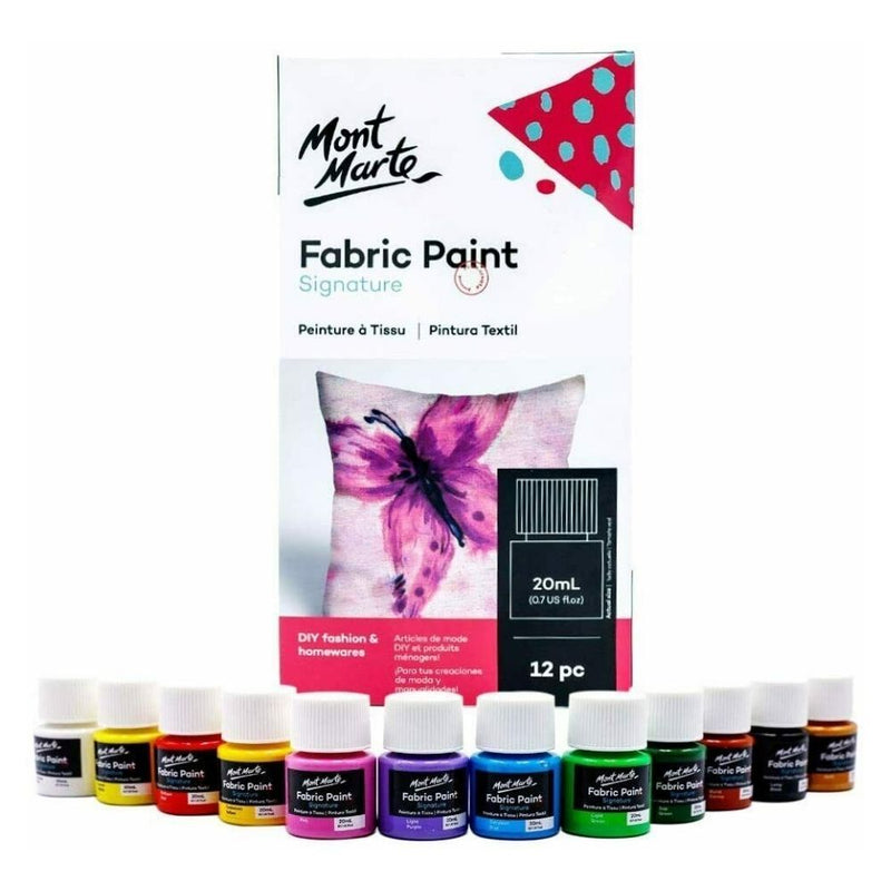 Mont Marte Signature Fabric Paint Set - 12pc x 20ml - Odyssey Online Store