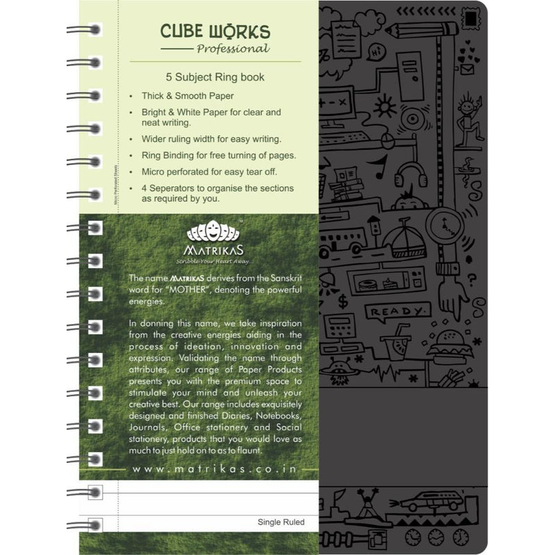 CUBE WORKS - RING BOOK 5 SUBJECT | RULED | 300 PAGES