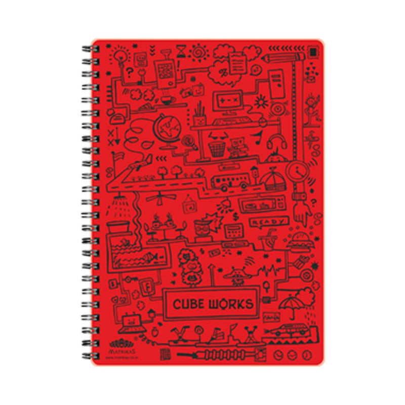 CUBE WORKS - RINGBIND NOTEBOOK – A4 – RED | RULED | 160 PAGES