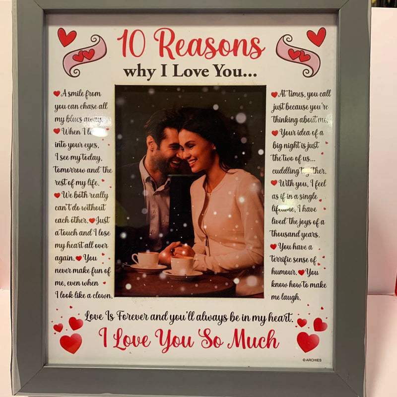 WOODEN PHOTO FRAME 10 REASONS QUOTATION