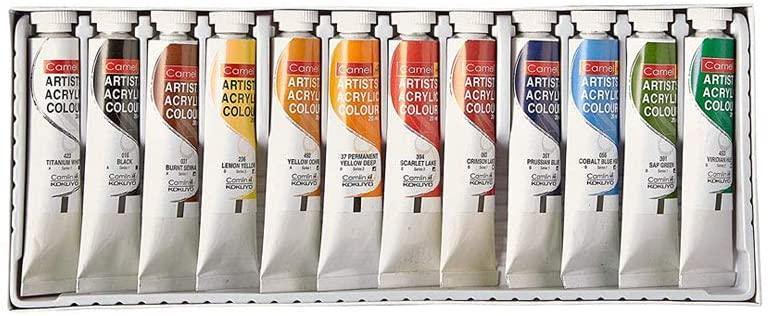 Camel Artist Acrylic Colors - 20ml Tubes, 12 Shades - Odyssey Online Store