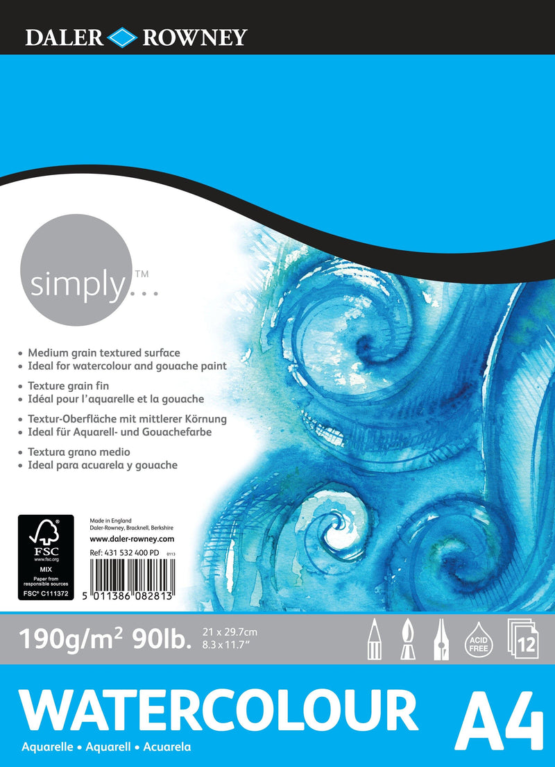 DALER ROWNEY SIMPLY WC CP PAD A4 190GSM 12 SHEET - Odyssey Online Store