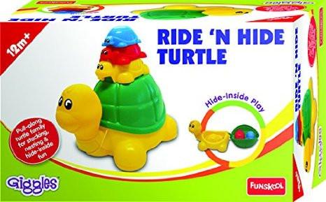 Funskool Pull Along-Ride N Hide Turtle (Multicolor)