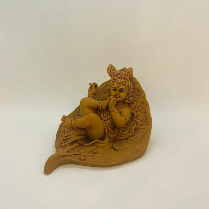LORD KRISHNA IN LEAF | HEIGHT-4 INCHES COLOR-BROWN | D94 - Odyssey Online Store
