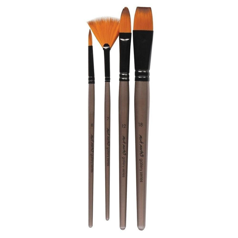 MONT MARTE GALLERY SERIES BRUSH SET TAKLON ACRYLIC 4 BRUSHES PACK BMHS0012 - Odyssey Online Store