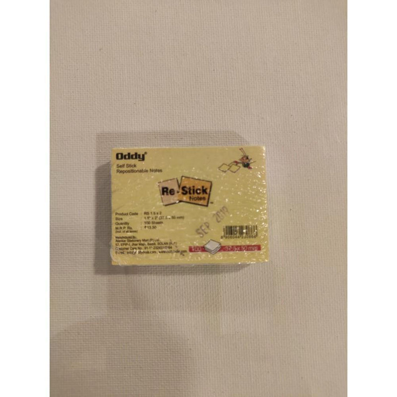 ODDY RS 1.5X2 SELFSTICK REMOVEABLE RE STICK NOTES YELLOW 37.5X50MM 100 SHEET - Odyssey Online Store