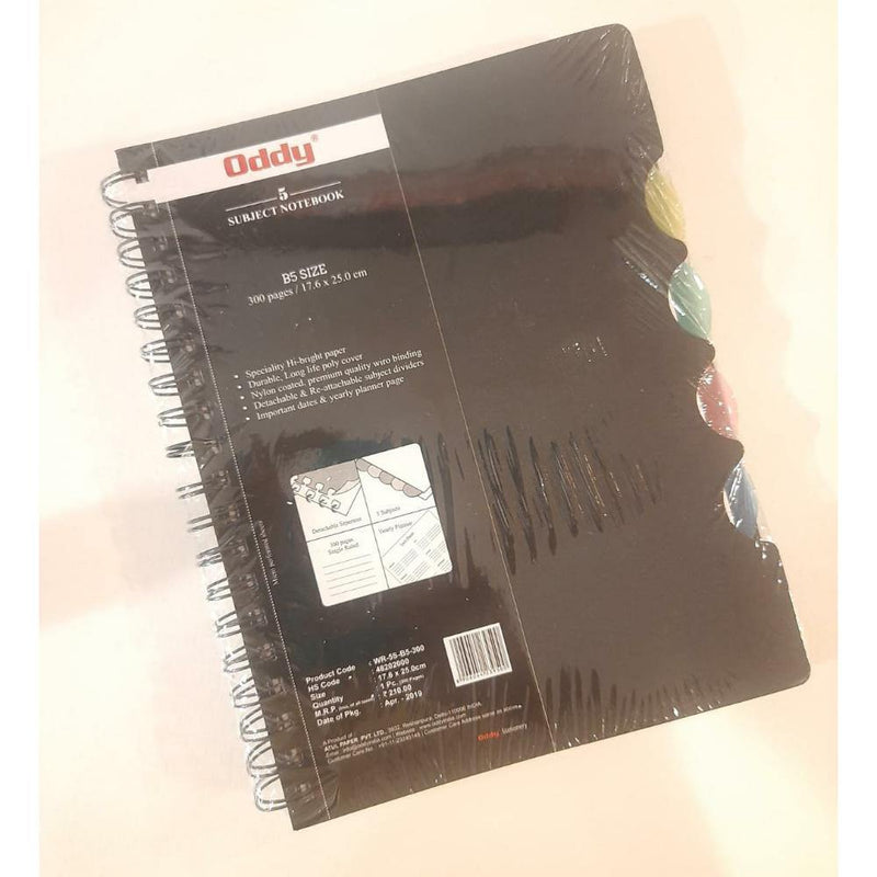 ODDY WR-5S-B5-300 WIRO 5 SUBJECT NOTE BOOK 300 PAGES - Odyssey Online Store