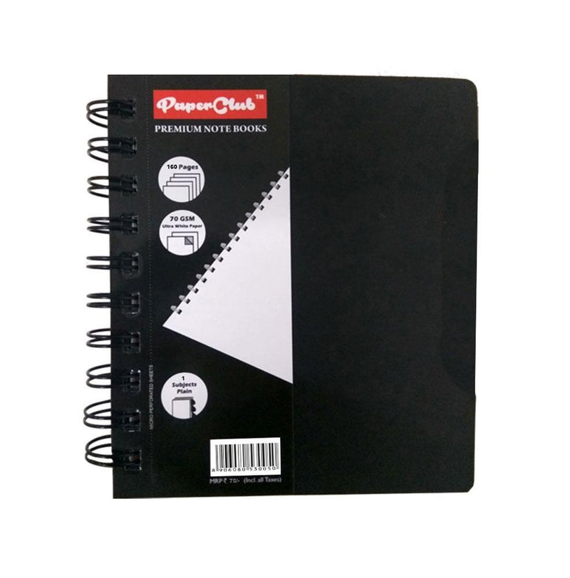 PAPERCLUB 53005 WIRO PP PLAIN NOTEBOOK 160 PAGES SIZE A6 14CMX10.8CM PLAIN 1 SUBJECT - Odyssey Online Store