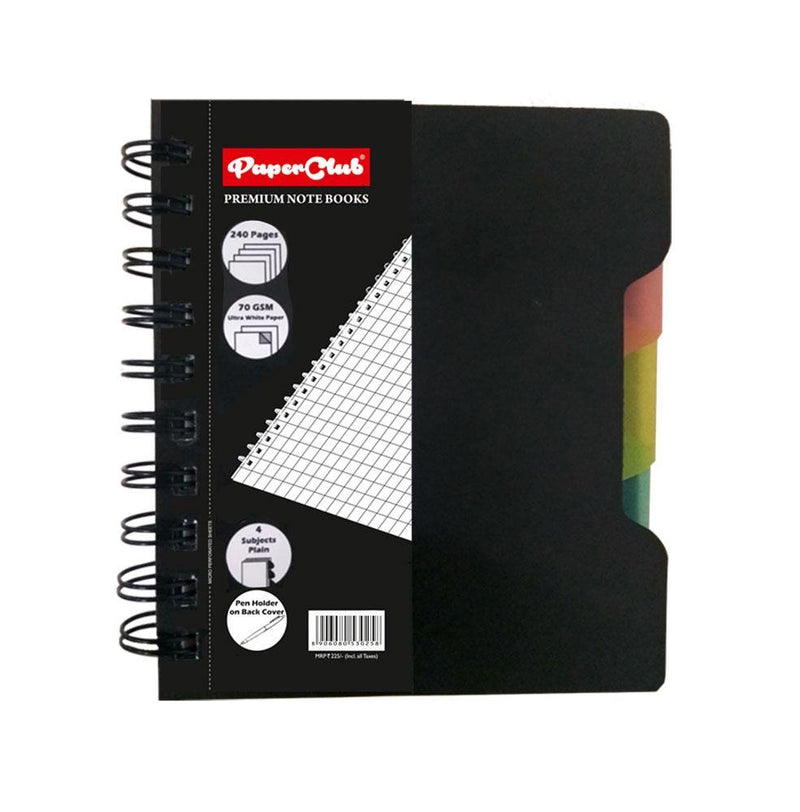 PAPERCLUB 53025 WIRO PP CHECK NOTEBOOK 240 PAGES SIZE A6 14CMX10.8CM CHECK 4 SUBJECT - Odyssey Online Store