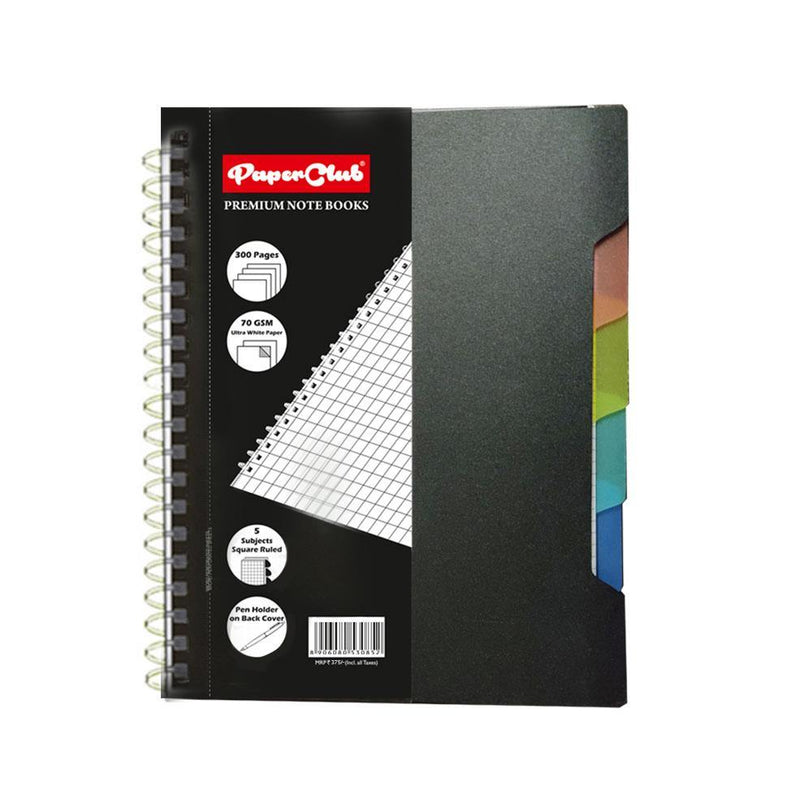 PAPERCLUB 53085 WIRO PP CHECK NOTEBOOK 300 PAGES SIZE A4 21.6CMX27.9CM CHECK 5 SUBJECT - Odyssey Online Store