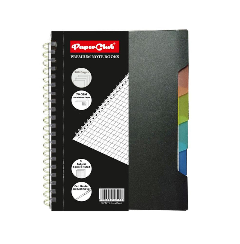 PAPERCLUB 53115 WIRO PP CHECK NOTEBOOK 300 PAGES SIZE B5 17.6CMX25CM CHECK 5 SUBJECT - Odyssey Online Store