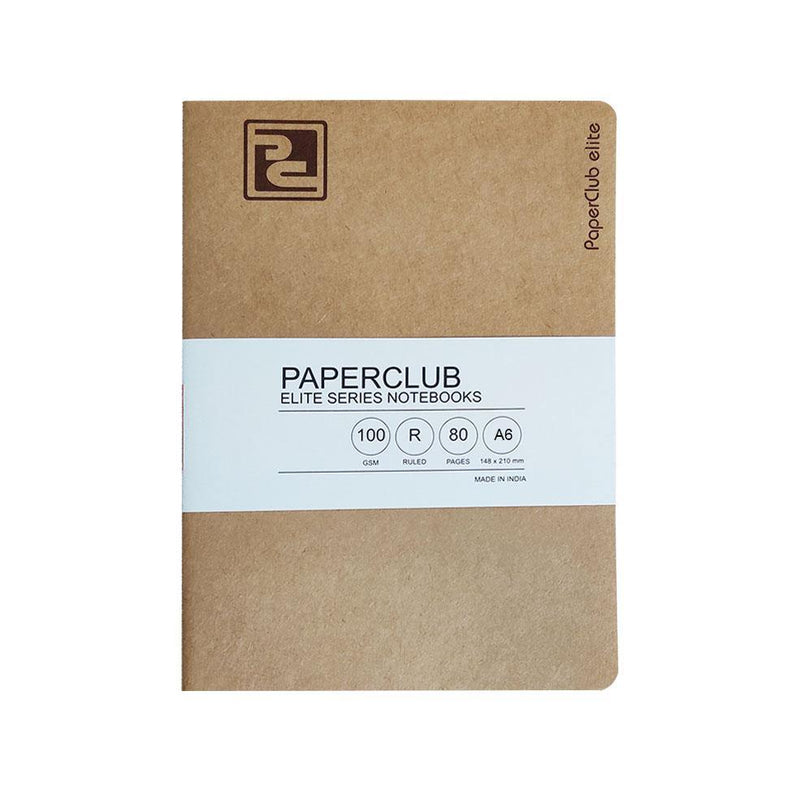 PAPERCLUB 53210 KRAFT STICHED SPINE NOTEBOOK 80 PAGES RULED SIZE A6 105MMX148MM - Odyssey Online Store
