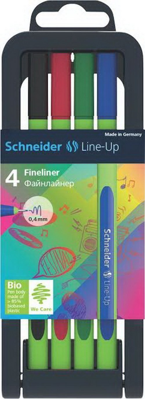 Schneider Line-Up Fineliner Pen (Pack of 4, Multicolor)