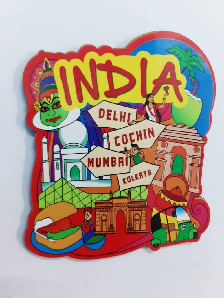 WFM-INDIASIGNBOARD INDIA SIGNBOARD WOODEN FRIDGE MAGNET - Odyssey Online Store